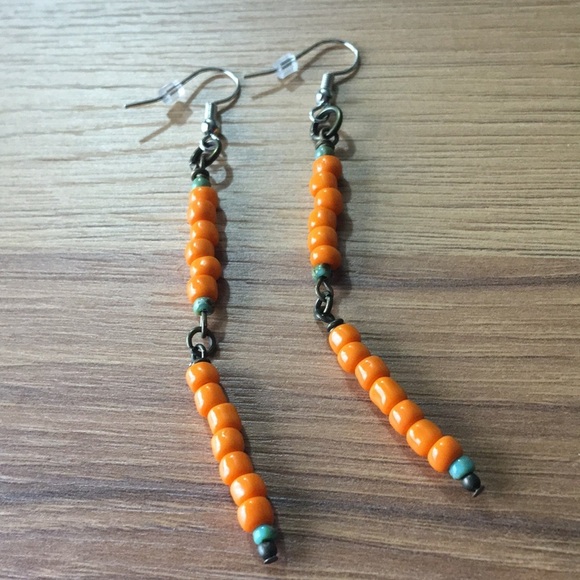 Ladies Long Beaded Dangle Earrings, Handmade Ladies Earrings - Picture 4 of 5